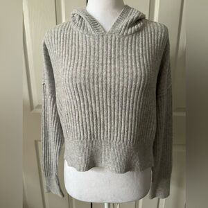 Offline by Aerie cropped knit sweater Hoodie, gray, size Medium